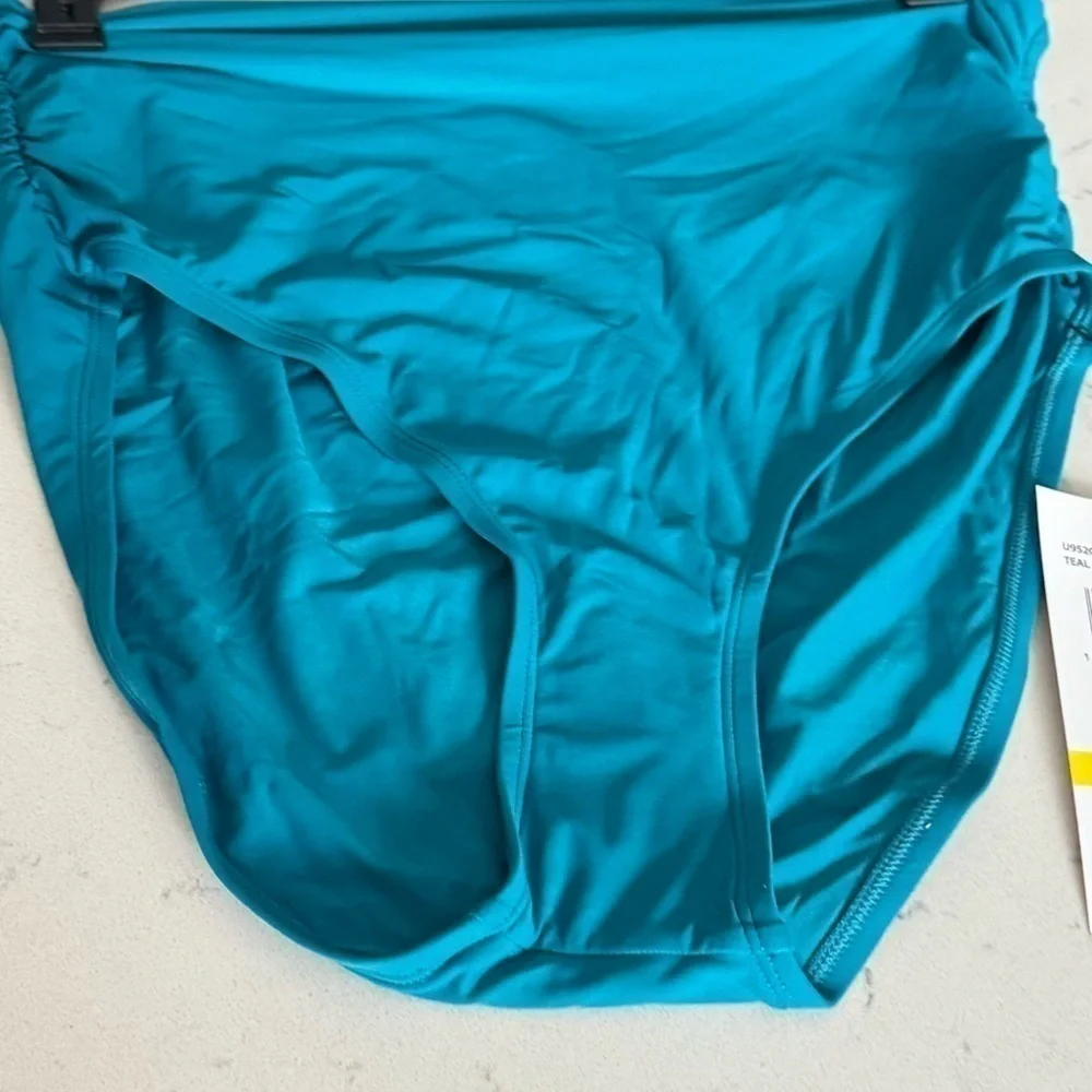 Coco Reef Classic Solids Impulse Rollover Bikini Swim Bottom Blue teal cove